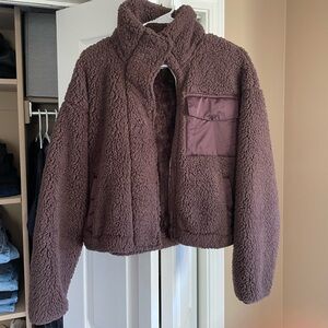 Abercrombie & Fitch Brown Fuzzy Coat - Small
